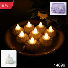 Lotus Shaped Led Flameless Tealight Candles - (8 Pc)